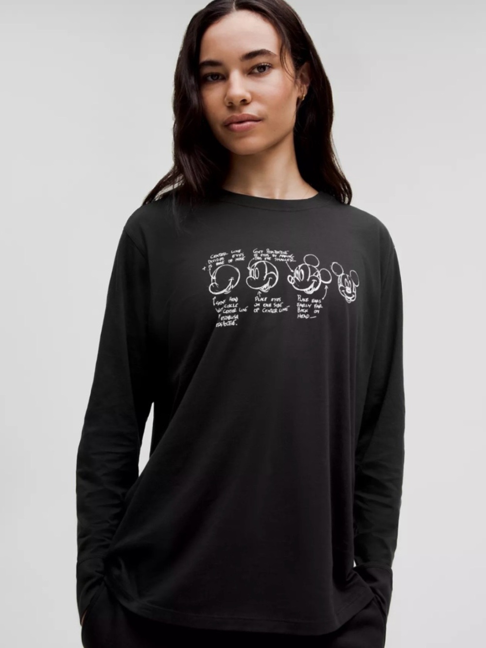 Disney X Lululemon Mickey Mouse All Yours Long Sleeve Tee - Black / Size XL